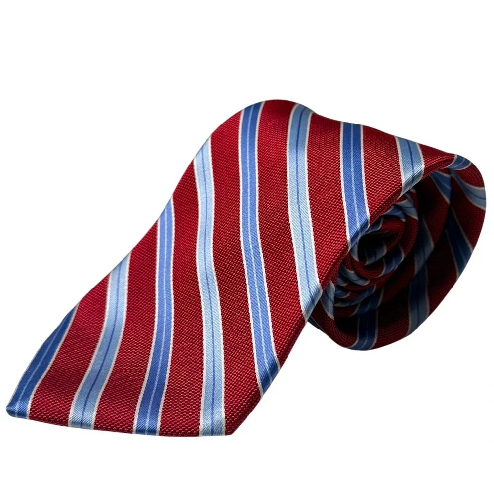 Brooks Brothers 346 Tie Mens Red Blue Striped Silk Stain Resistant Classic
